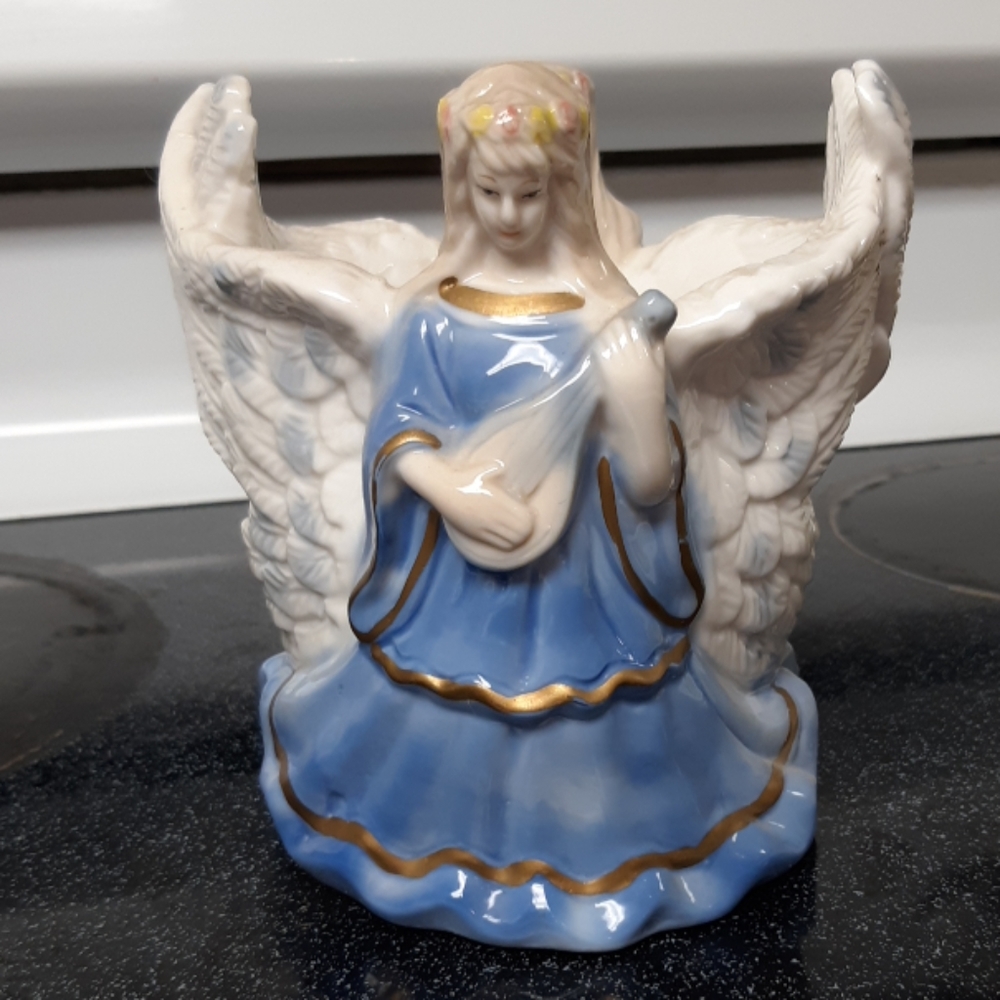 Heaven Angel Candle Holder Christmas Porcelain ceramic Accent Prayers bible stor